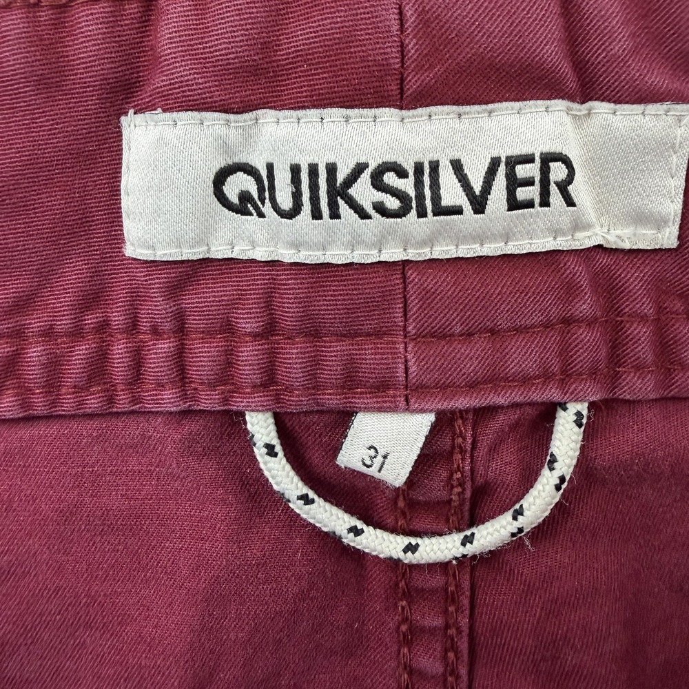 Quiksilver Shorts Mens Medium Red Solid Cotton Twill Drawstring Elastic Cotton - Picture 3 of 7